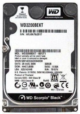 Western Digital Scorpio Black WD3200BEKT 320GB HDD 2.5" SATA, Computers en Software, Harde schijven, Intern, Desktop, Western Digital