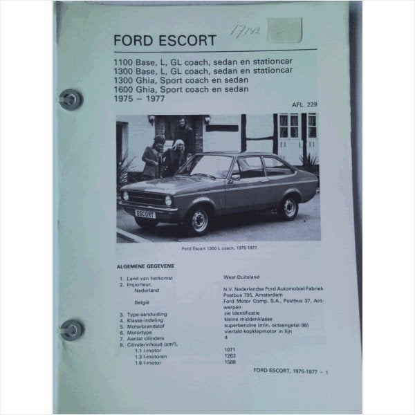 Ford Escort Vraagbaak losbladig 1975-1977 #1 Nederlands, Ophalen of Verzenden, Gelezen, Ford
