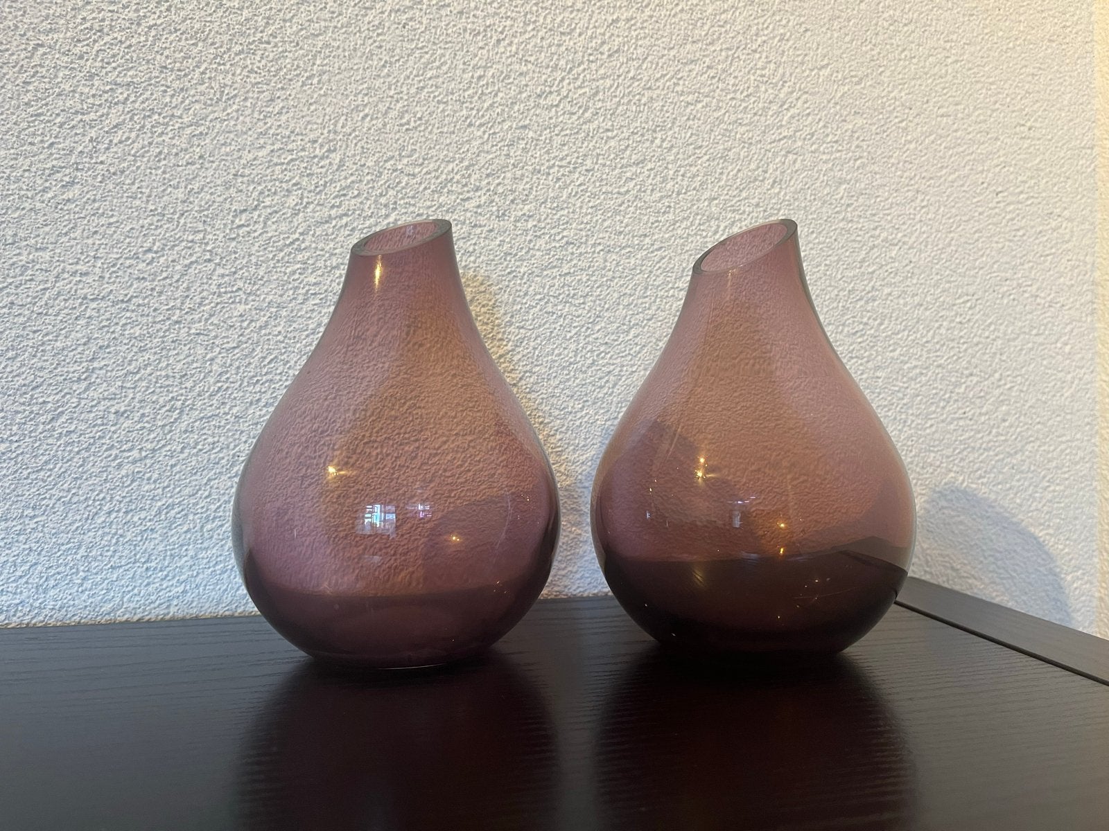 Set van 2 paarse glazen vazen, Ophalen of Verzenden