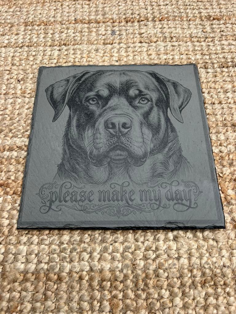 Rottweiler waakbord leisteen 25x25cm waarschuwing, Ophalen of Verzenden, Nieuw