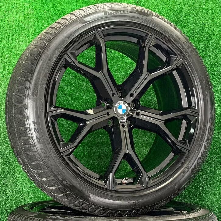 Originele 21 inch BMW 741M velgen winterbanden X5 X6 g05 g06, Gebruikt, 275 mm, Banden en Velgen, Germany