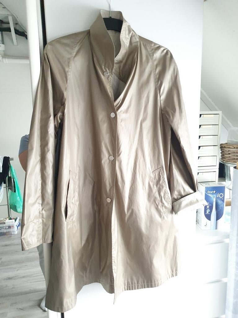 Vintage Stijlvolle beige regenjas met hoge kraag, Maat 38/40 (M), Beige, Ophalen of Verzenden, Onbekend