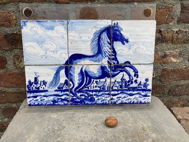 Plaquette Delft, Friesland, Paard, Dorp, gaaf !!!, Ophalen of Verzenden