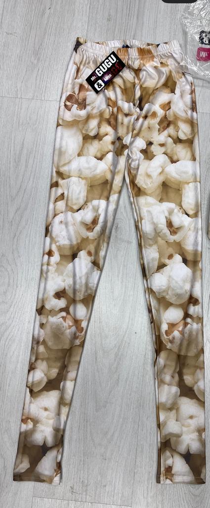 Legging popcorn print, Legging, Beige, Nieuw, Maat 40/42 (M)