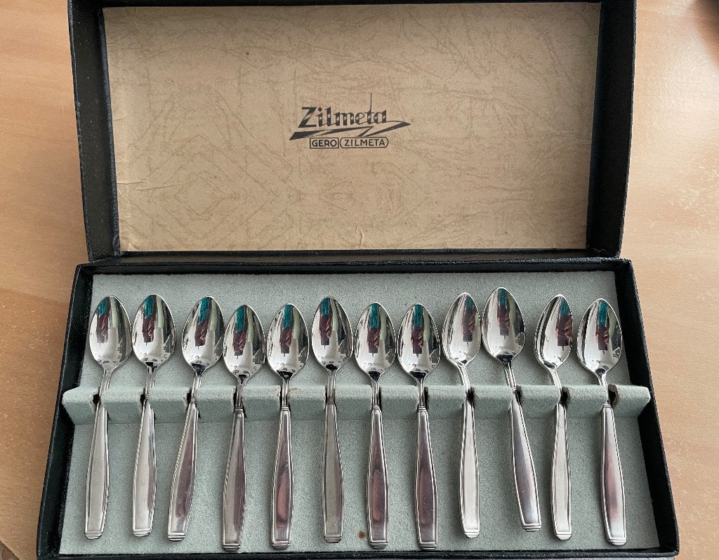 Vintage set theelepels in originele doos Gero Zilmeta, Ophalen of Verzenden