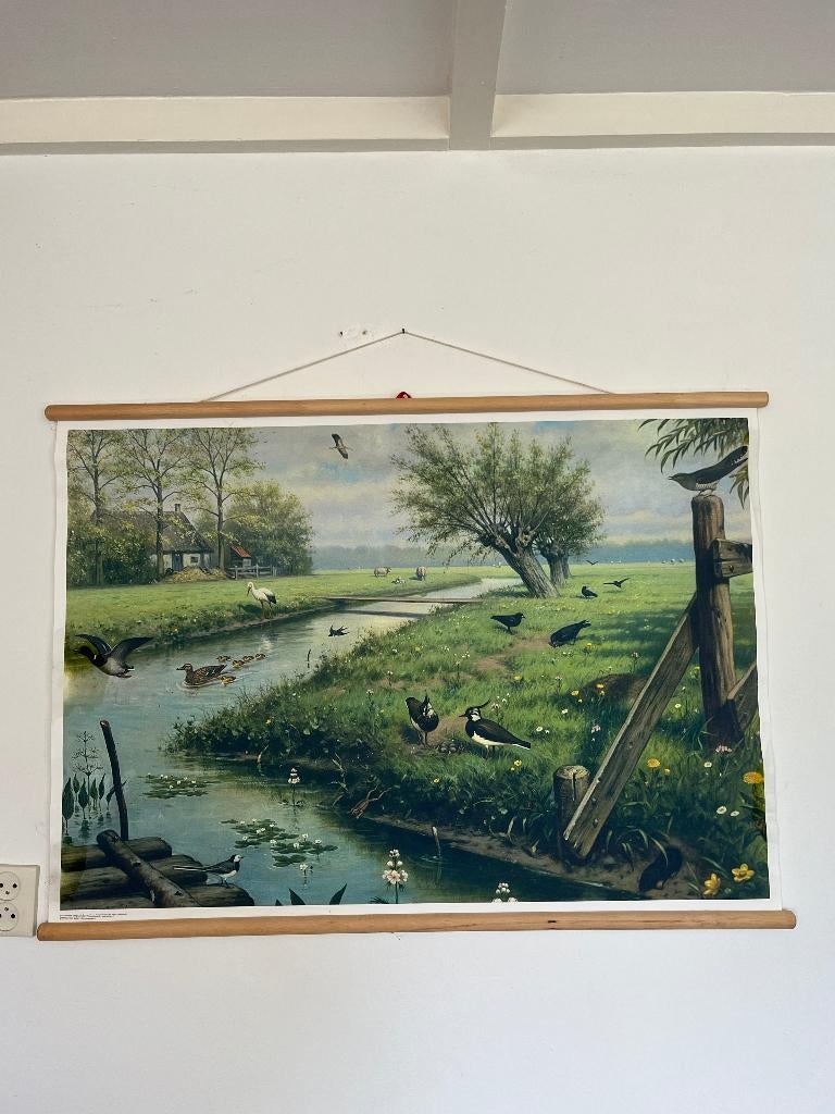 wandposter "In de weide" van M.A. Koekkoek afgedrukt canvas, Rechthoekig Liggend, Ophalen of Verzenden, Canvas of Doek, A1 t/m A3
