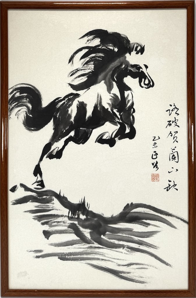 1320. Inktschildering - galopperend paard, China, 20e eeuw, Antiek en Kunst, Kunst | Tekeningen en Foto's, Ophalen