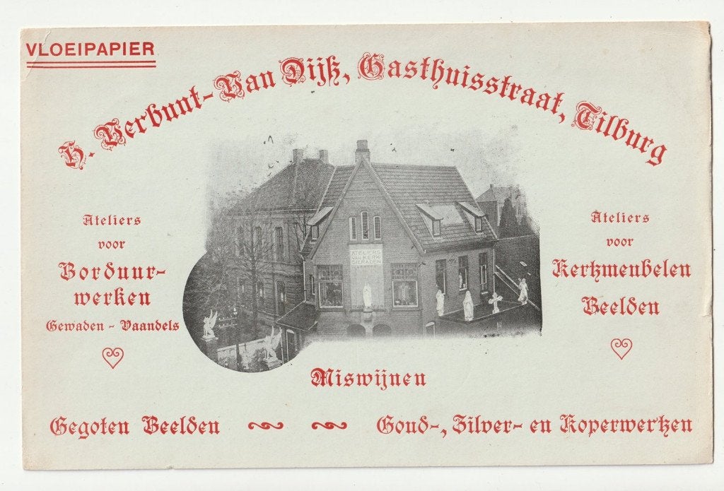 Antiek vloeiblad Tilburg H. Verbunt-van Dijk Gasthuisstraat, Verzenden