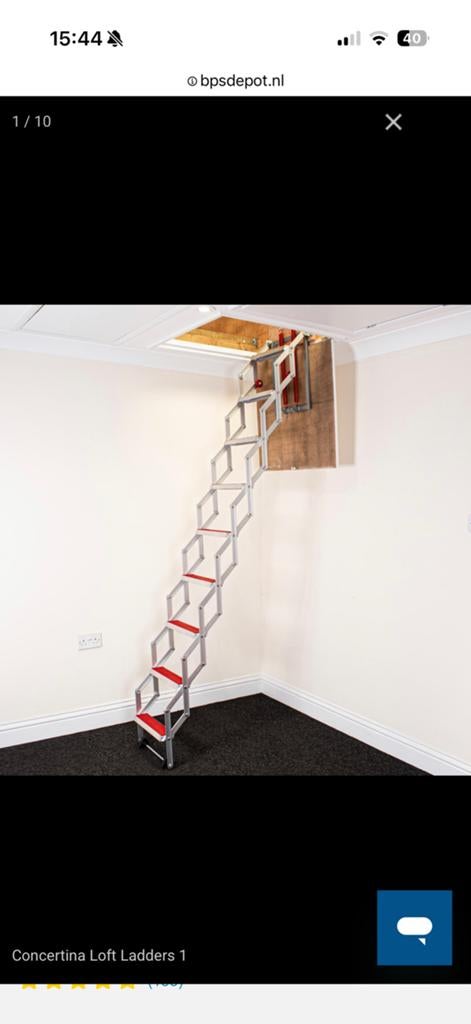 BPS Loftladder vlizotrap concertina, Doe-het-zelf en Verbouw, Ladders en Trappen, Ophalen of Verzenden, Zo goed als nieuw, 2 tot 4 meter