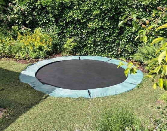 EXIT InTerra groundlevel trampoline ø305cm groen, Ophalen, Gebruikt