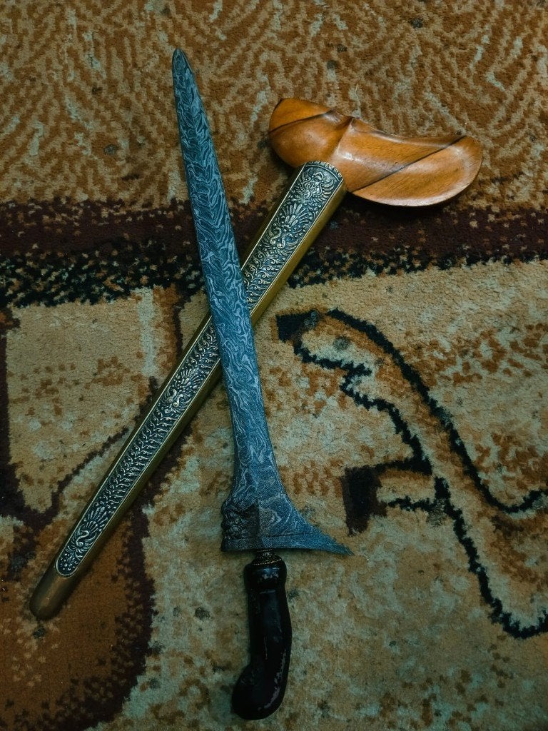 Antieke Keris Makoro Pamor Sembur Mas Yogyakarta SVC46, Verzenden, Overige materialen, Indonesië, Meerkleurig