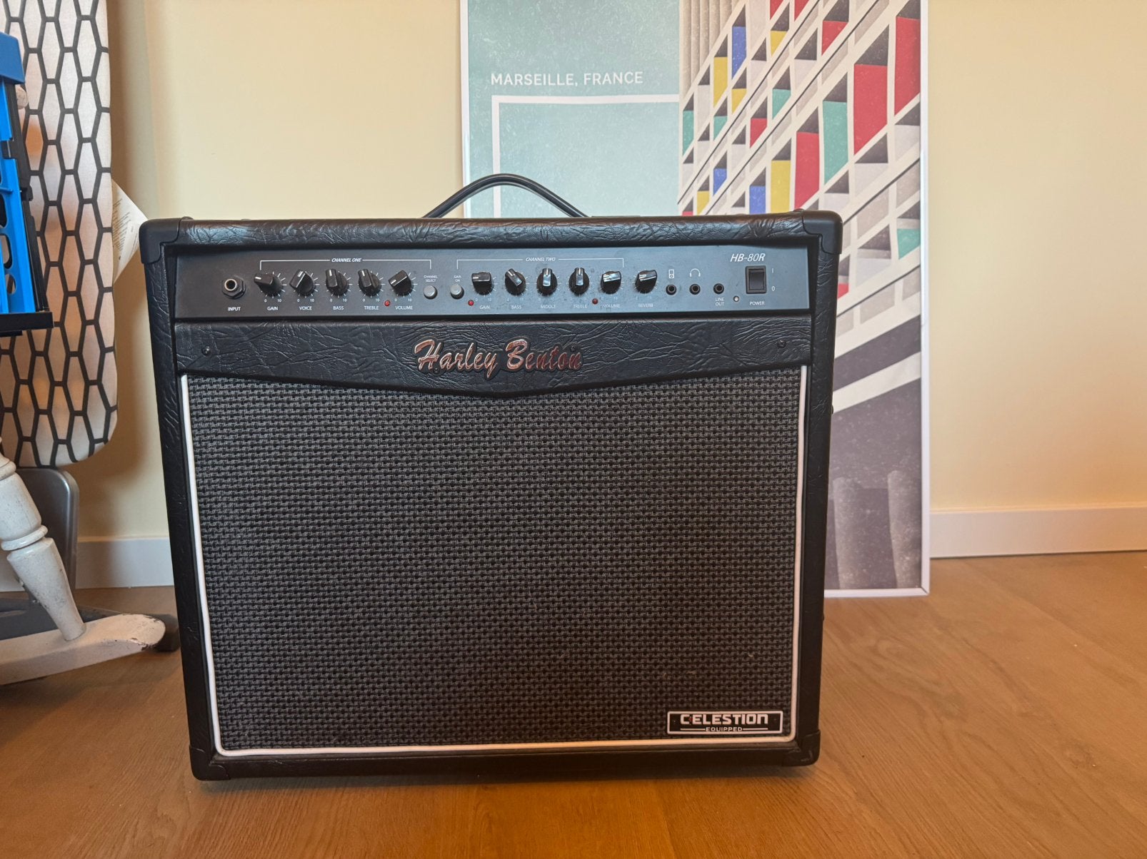 Harley Benton HB-80R Celestion 80 watt versterker, Muziek en Instrumenten, Versterkers | Bas en Gitaar, Ophalen, Zo goed als nieuw