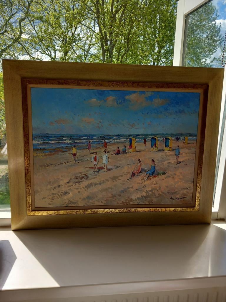 Schilderij strandgezicht Van Noort, Antiek en Kunst, Ophalen of Verzenden