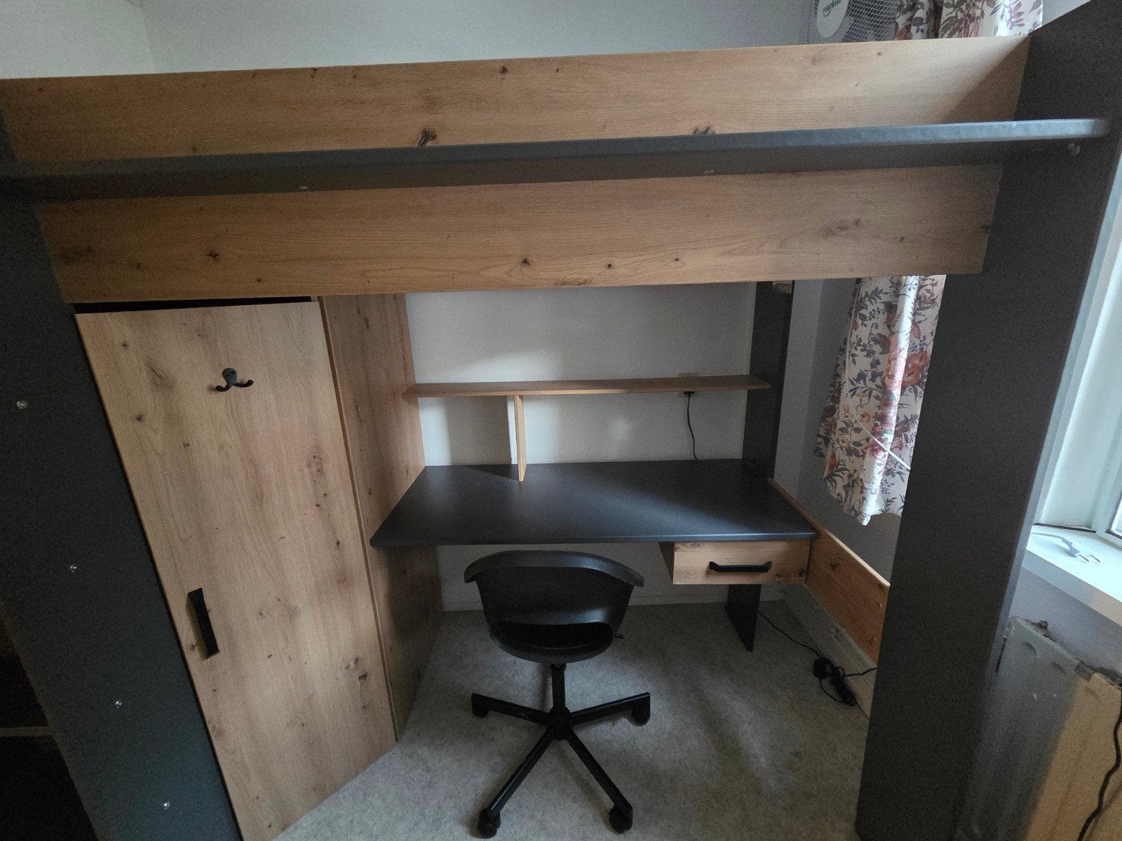 Hoogslaper met kledingkast, bureau en stoel, Huis en Inrichting, Ophalen, Hoogslaper, Eenpersoons, 160 tot 180 cm