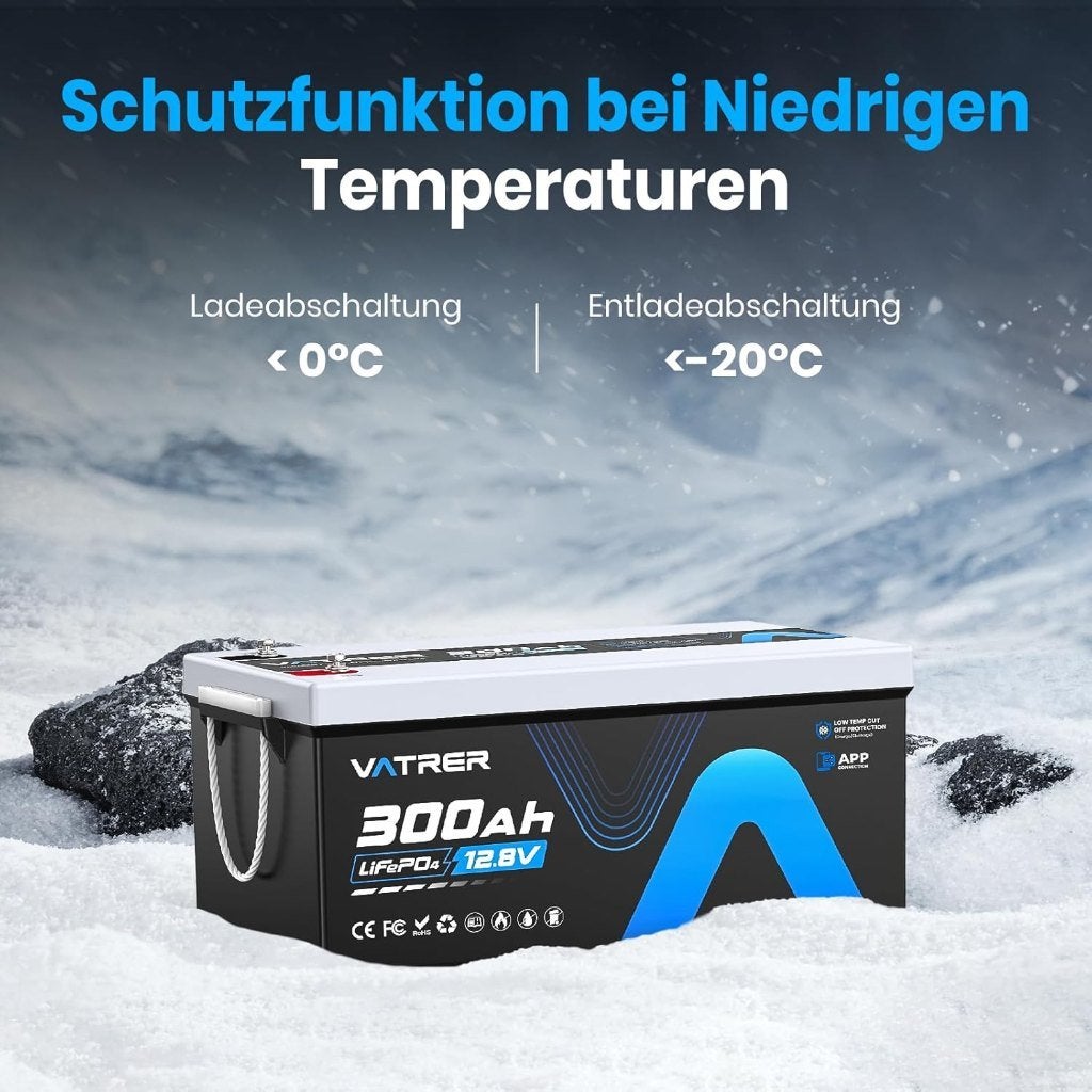 Vatrer 12V 300Ah LiFePO4 Lithium Accu – 3840Wh – SMART BMS, Ophalen of Verzenden, Nieuw
