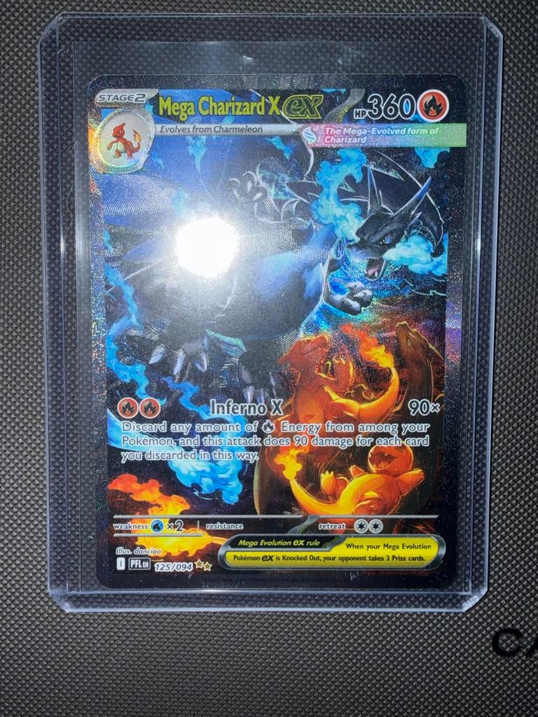 Mega Charizard X EX Pokémon Kaart 125/094 - Foil, Ophalen of Verzenden, Zo goed als nieuw, Losse kaart, Foil