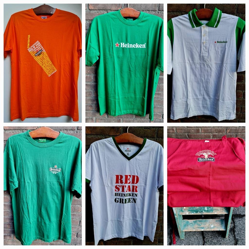 Heineken verzameling shirts visstoel viltjes dienblad enz., Verzamelen, Biermerken, Ophalen, Gebruikt, Kleding, Heineken