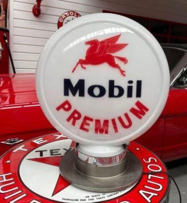 Mobil premium glazen benzinepomp globe reclame pomp lamp, Verzamelen, Americansaleshop@gmail.com, Mobil, Lichtbak of (neon) lamp