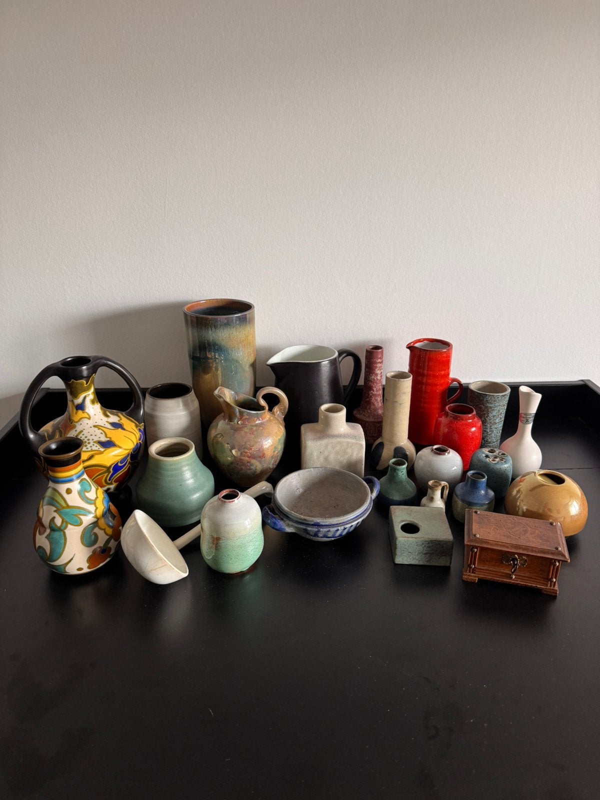 Diverse collectie vintage plateel en aardewerk vazen, Antiek en Kunst, Ophalen of Verzenden