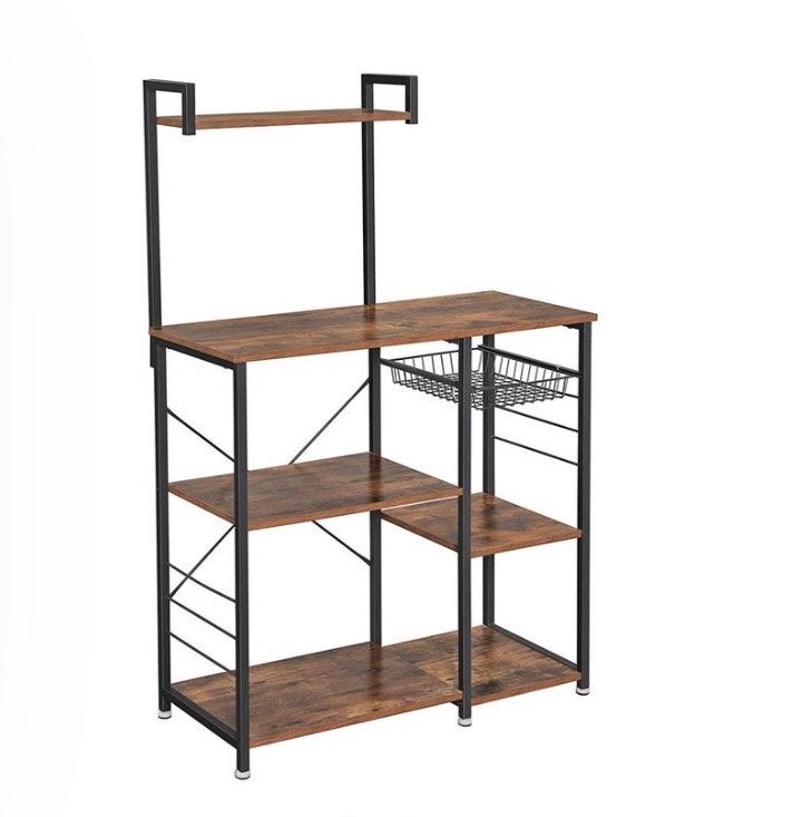 VASAGLE Keukenrek met mand en haken, donkerbruin KKS35X, Ophalen, Overige typen, Nieuw, Metaal