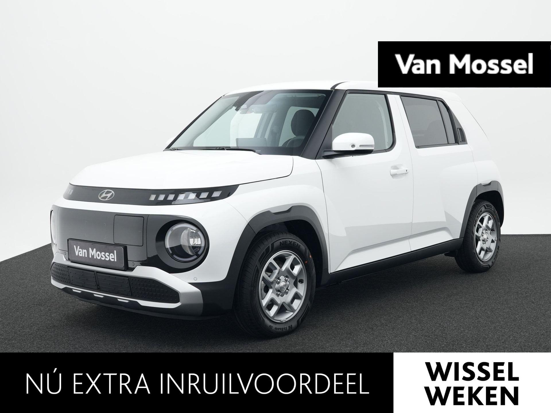 Hyundai INSTER Pulse 49 kWh | Warmtepomp | Stuurverwarming |, Auto's, Stof, Zwart, 116 pk, Wit