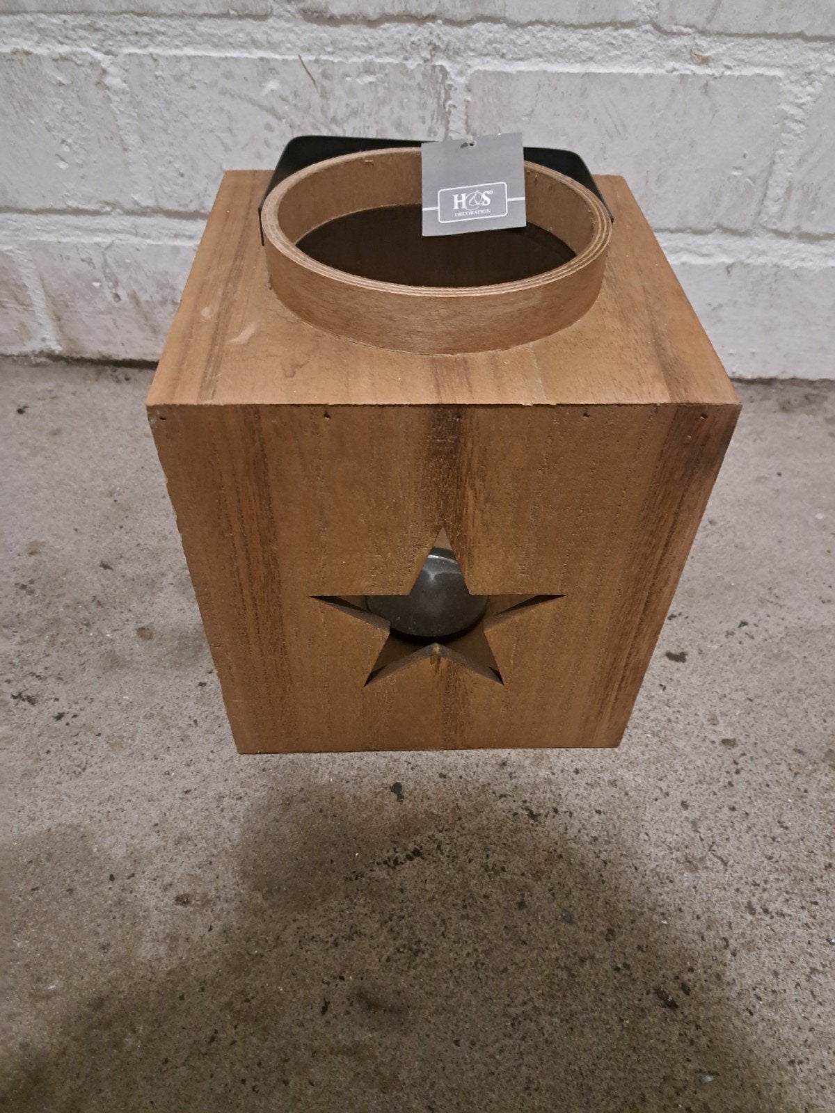 Houten Kandelaar met Steruitsparing - H&S Collectie, Huis en Inrichting, Woonaccessoires | Kandelaars en Kaarsen, Bruin, Ophalen of Verzenden