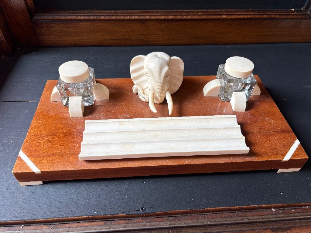Art deco bureaustel met ivoren delen 1920/1930 met Cites, Antiek en Kunst, Kunst | Niet-Westerse kunst, Overige typen, Afrika