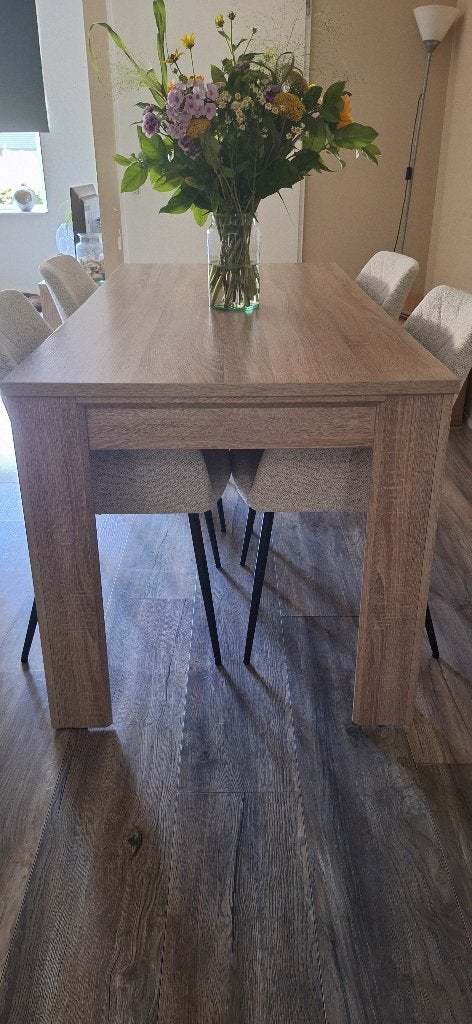Eetkamertafel + gratis salontafel, Ophalen, Gebruikt, 50 tot 100 cm, 150 tot 200 cm