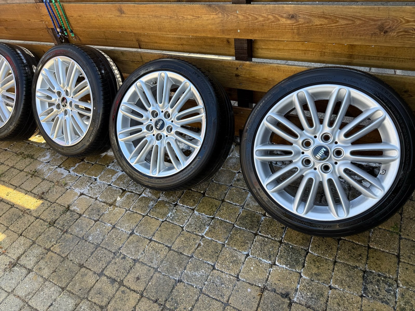 17 inch Mini Cooper velgen met Michelin banden, Ophalen, Gebruikt, Banden en Velgen, 17 inch