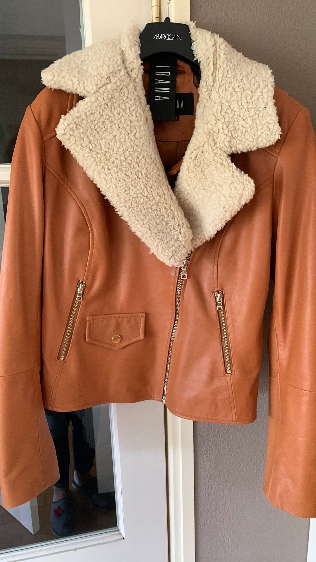 Ibana Bibi leren jasje, met afnembare  teddybontkracht. 38., Kleding | Dames, Ophalen of Verzenden, Zo goed als nieuw, Maat 38/40 (M)