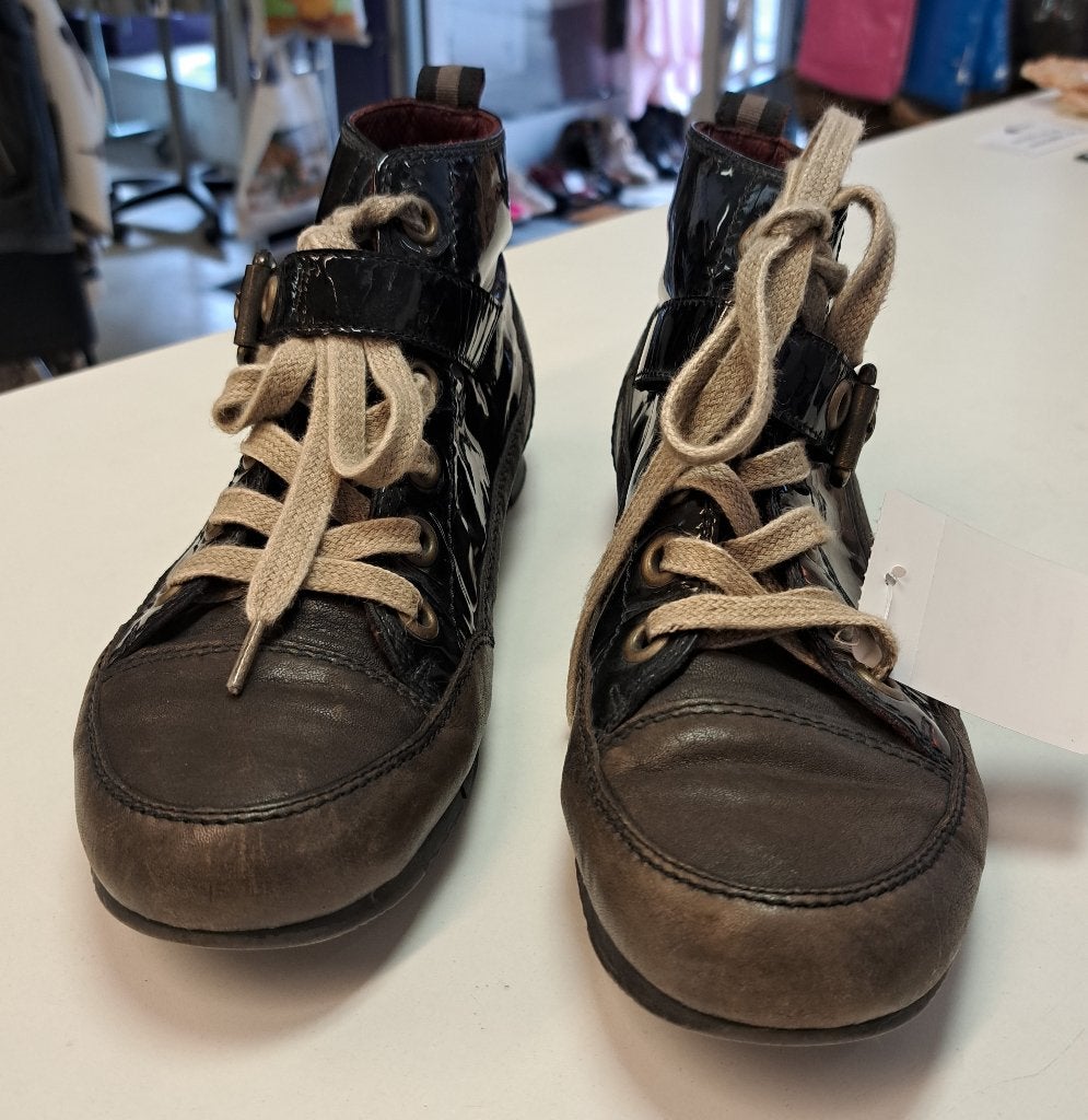 Paul Green half hoge sneaker /veter schoen lak leer 37 46984, ., Zwart, Ophalen of Verzenden, Paul Green