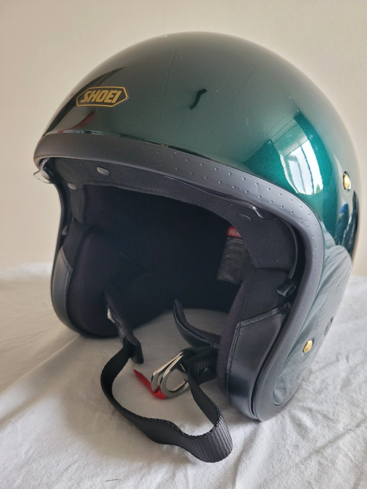 Zo goed als nieuwe Shoei Jet/Pothelm met uitklapbaar vizier, M, Jethelm, Ophalen of Verzenden, Shoei