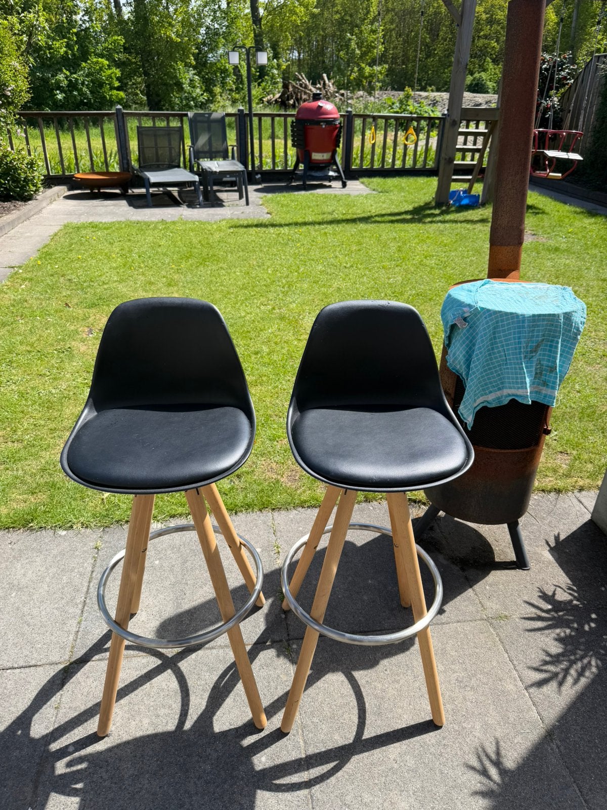 Kave Home - Barkruk set van 2 zwart, Gebruikt, 60 tot 90 cm, 2 krukken, Ophalen