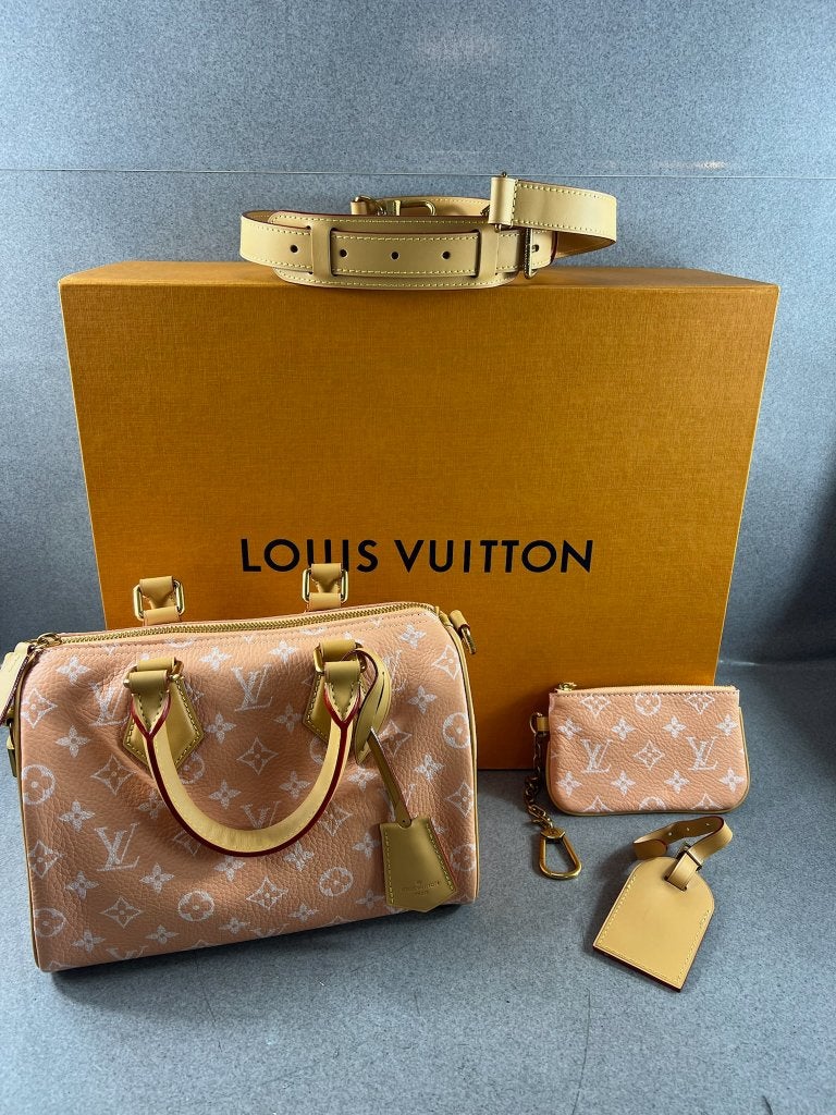 Louis Vuitton Speedy Bandouliere 25 | Summer peach | bon, Ophalen of Verzenden, Zo goed als nieuw, Oranje, Handtas