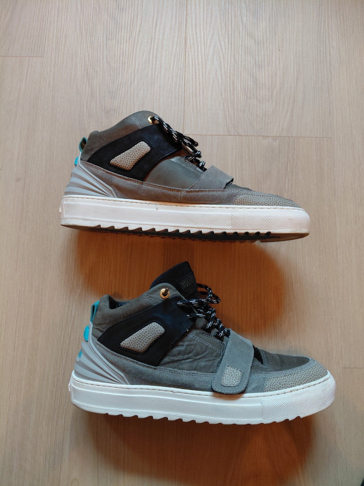 Mason Garments mid-top sneakers - donkergrijs leer - maat 46, Overige kleuren, Ophalen of Verzenden, Sneakers of Gympen, Gedragen