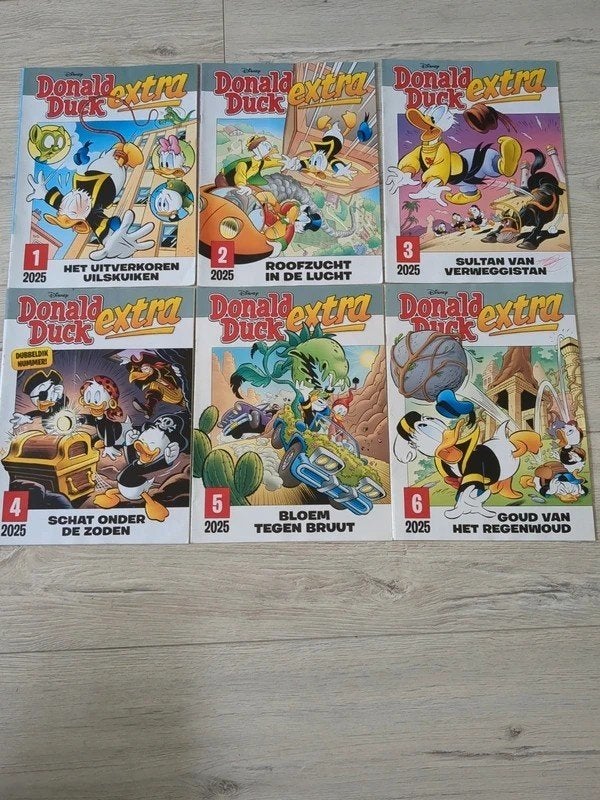 Donald Duck Extra 2025 nr 1 t/m 6, Meerdere stripboeken, Ophalen of Verzenden, Gelezen, Donald Duck