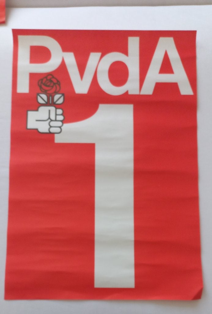 Poster PvdA, Rechthoekig Staand, Ophalen of Verzenden, Zo goed als nieuw, A1 t/m A3