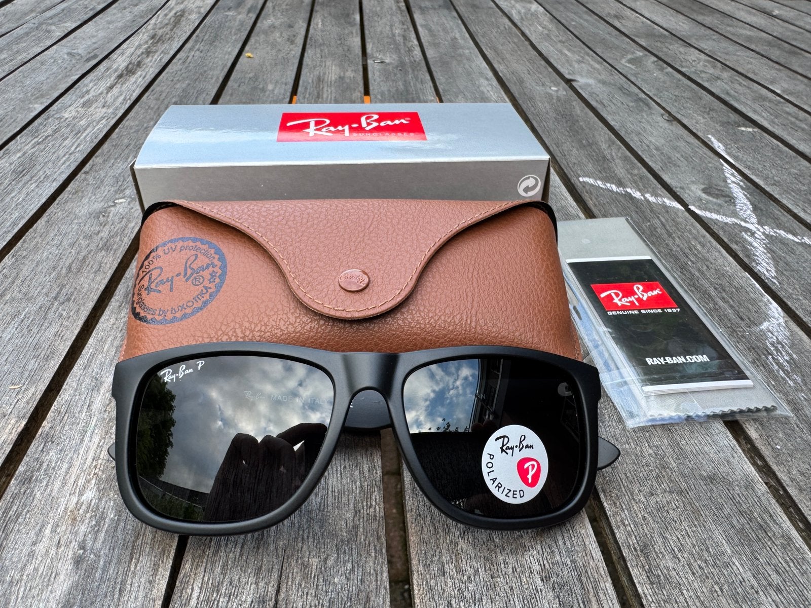 Ray-Ban Justin 4165 Polarized, Ophalen, Zonnebril, Zwart, Nieuw