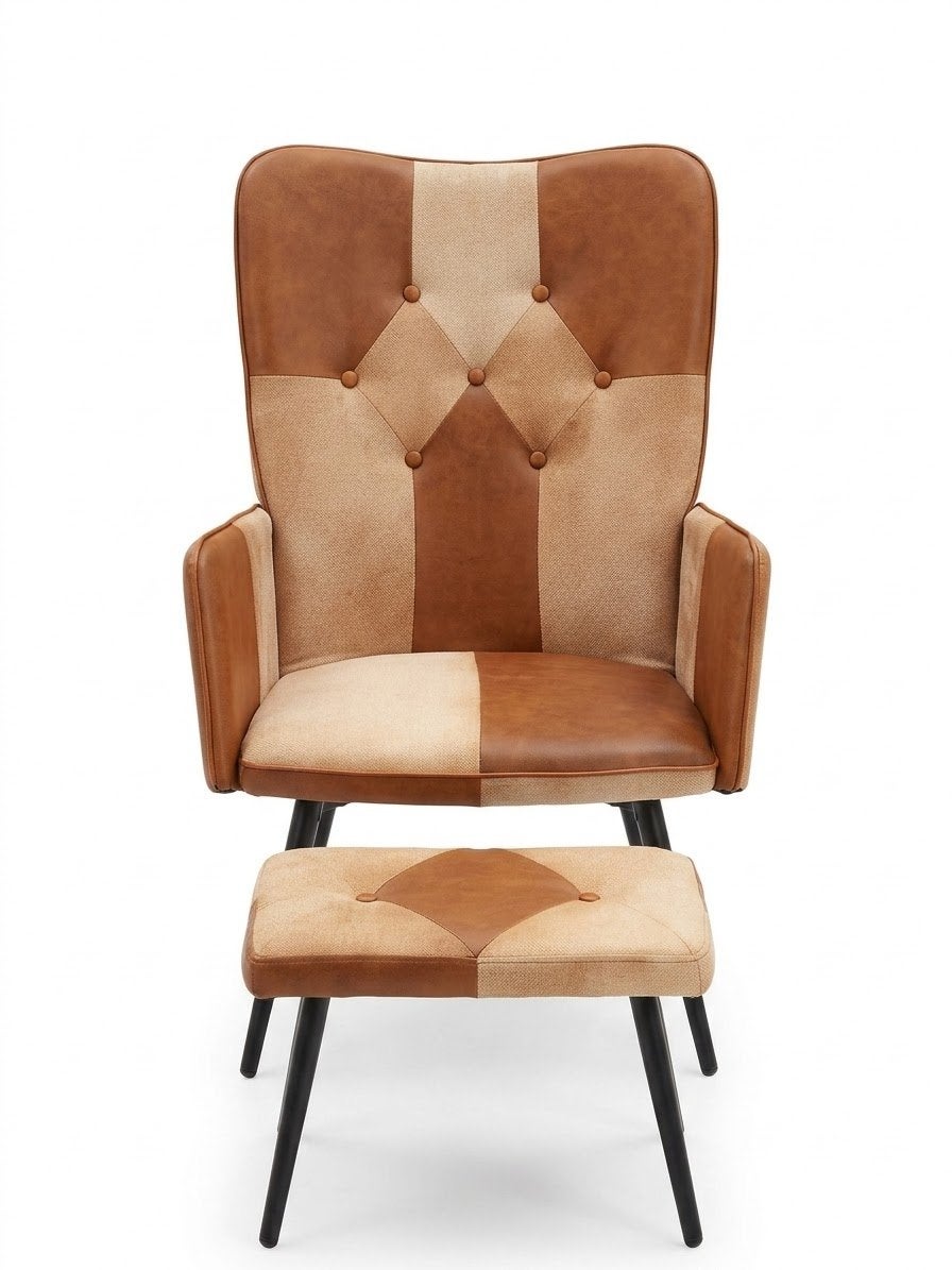 Prachtige Fauteuil / Oorfauteuil met Voetenbank – Leer & Can, Ophalen of Verzenden, Nieuw
