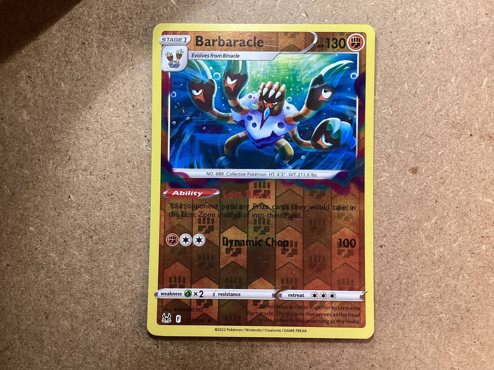 1x Barbaracle [LOR 107/196] (Near Mint, Reverse Holo), Ophalen of Verzenden, Zo goed als nieuw, Losse kaart, Foil