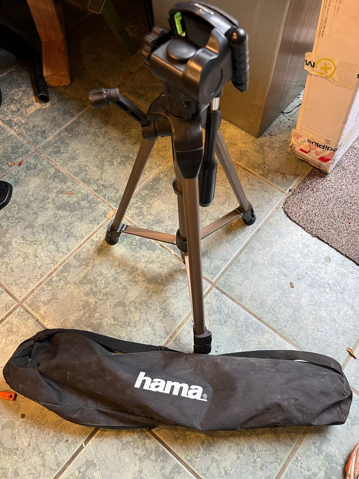 Hama Statief met draagtas - Gebruikt, Audio, Tv en Foto, Fotografie | Statieven en Balhoofden, Ophalen, Gebruikt, Driepoot, Hama