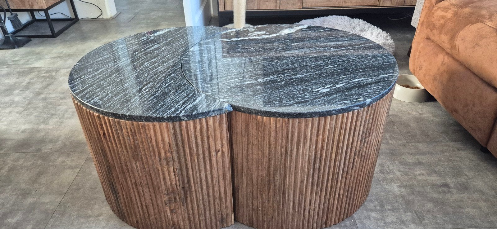 Salontafels met marmeren blad, aan elkaar passend, Ophalen, Overige materialen, Gebruikt, 50 tot 100 cm