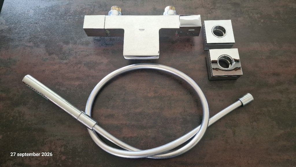 Grohe Cube Thermostatische Badkraan 15 cm H.O.H., Ophalen of Verzenden, Zo goed als nieuw, Chroom, Bad