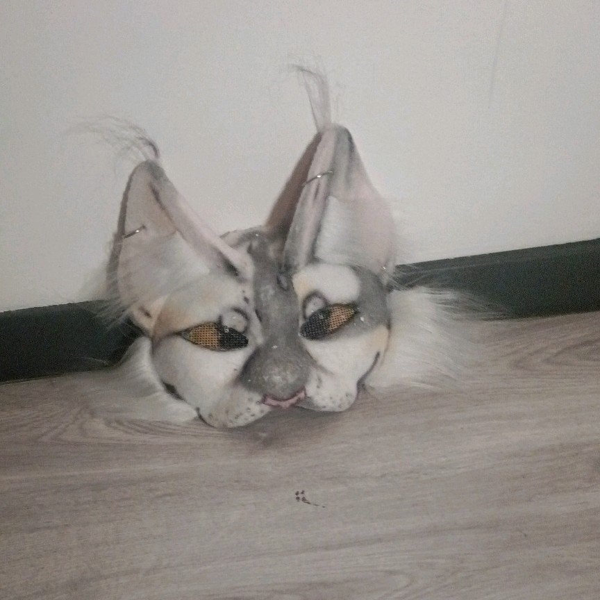 Handgemaakt Kattenmasker - Fursuit Hoofd, Ophalen of Verzenden, Zo goed als nieuw, Toneelattributen of Onderdelen