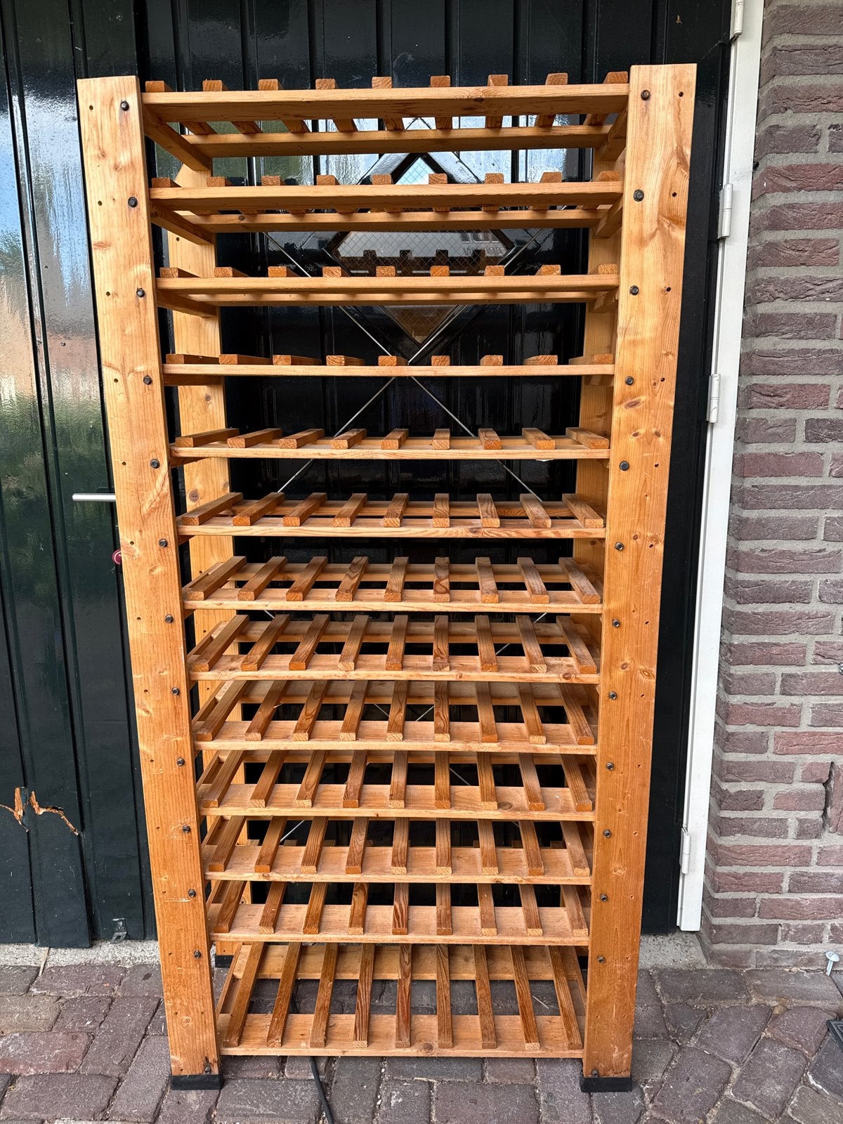 Houten wijnrek voor 70 flessen, Ophalen, Gebruikt, 25 flessen of meer, 75 – 100