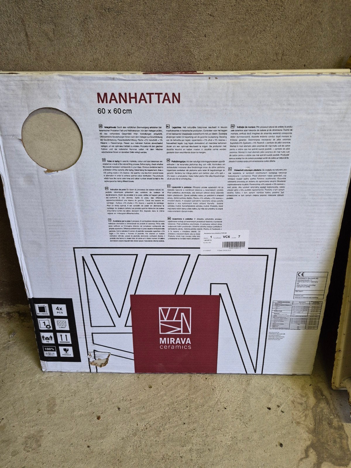 Vloertegels 60x60cm. 2 dichte dozen  (Nieuw.)  2,88m², Ophalen