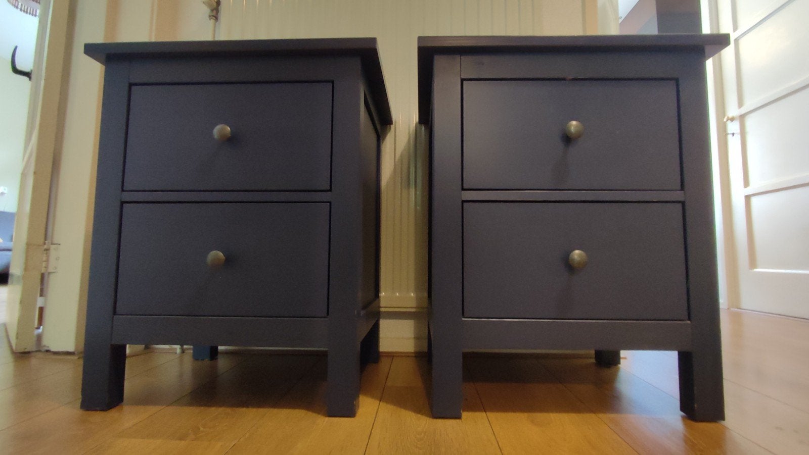 2x IKEA Hemnes Nachtkastjes - Blauw, Ophalen, Gebruikt, Minder dan 45 cm, 55 tot 70 cm