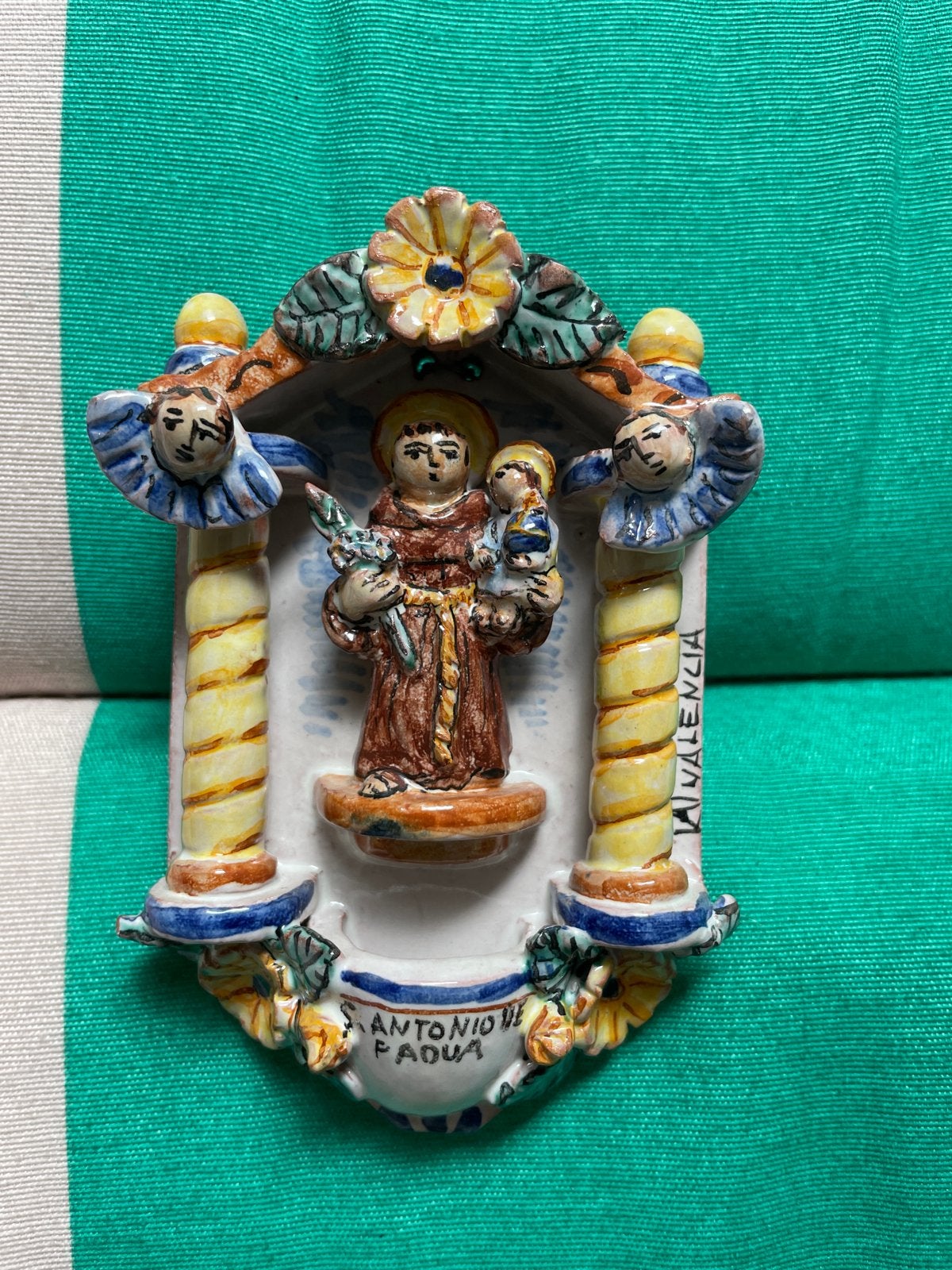 Vintage Keramiek Wanddecoratie: Sint Antonius van Padua, Ophalen of Verzenden