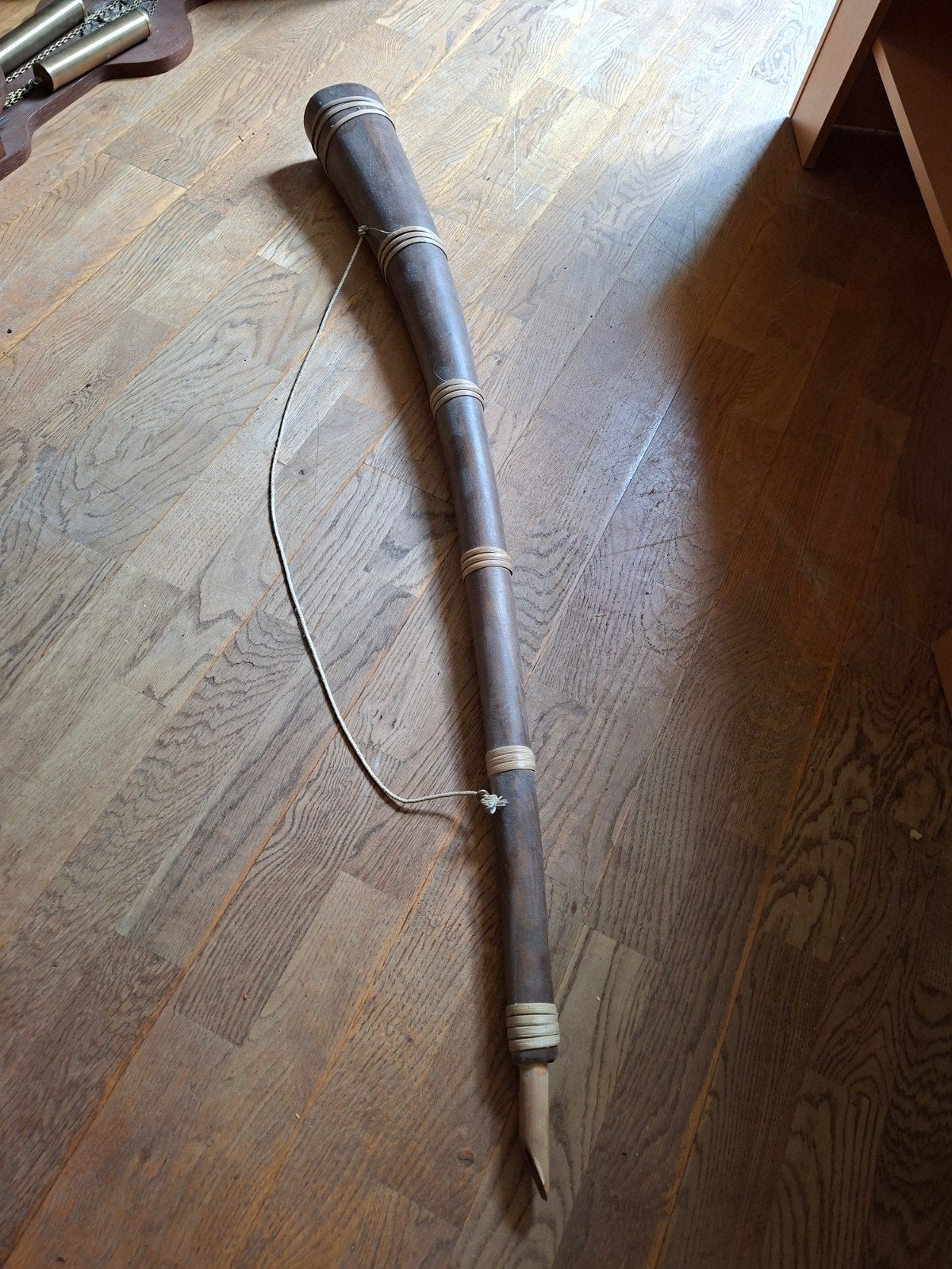 Didgeridoo van hout, handgemaakt, Muziek en Instrumenten, Blaasinstrumenten | Didgeridoos, Ophalen, Gebruikt