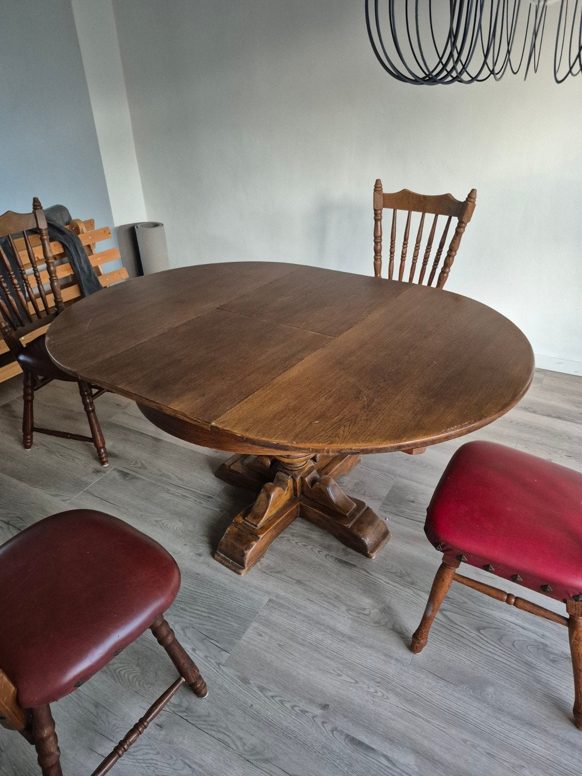 Uitschuifbare eettafel met 4 stoelen, Ophalen